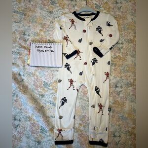 SOLD 6-12 Kyte BABY Football Zip Romper